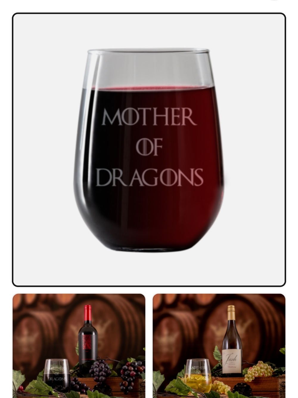 NWOT Mother of Dragons wine glass